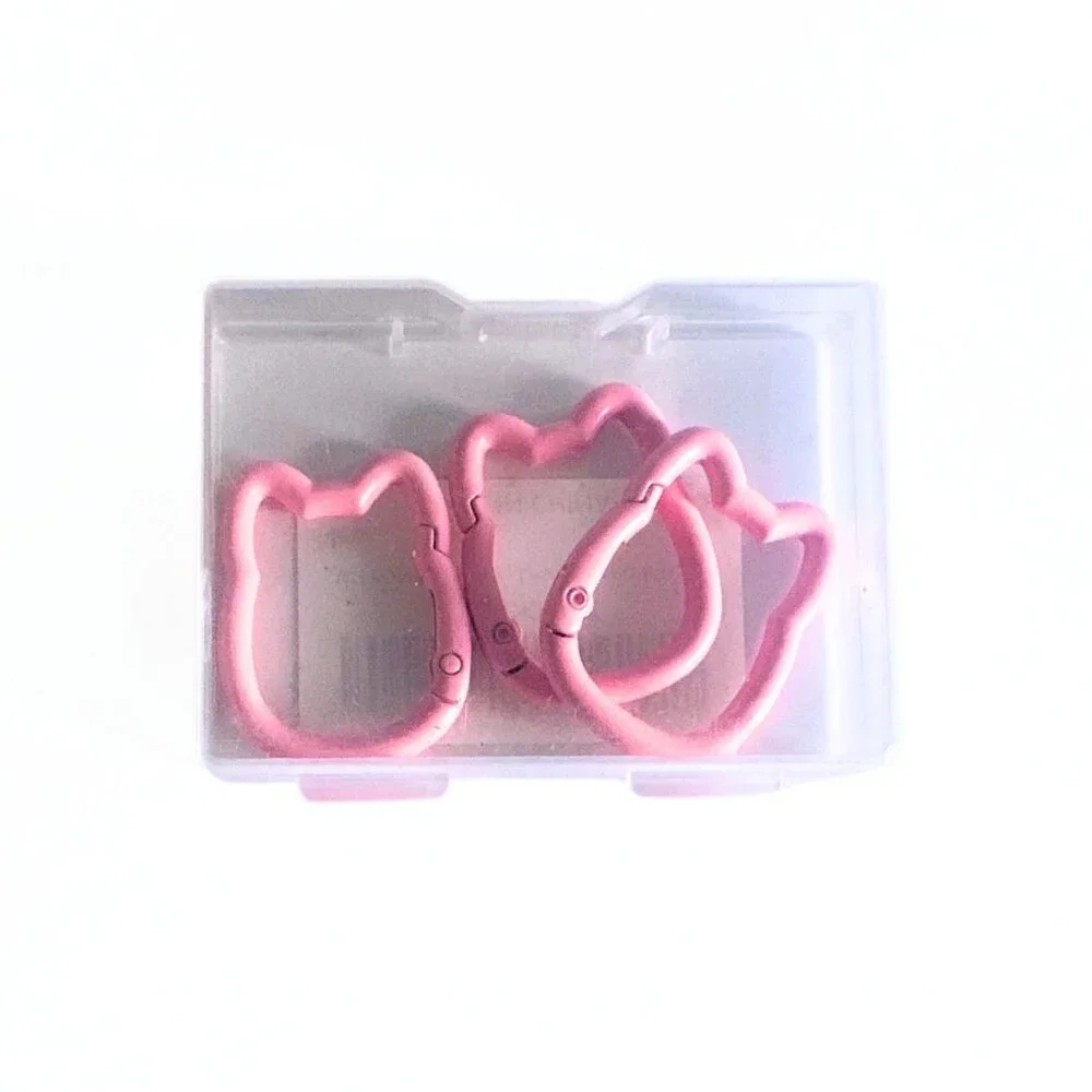 CARABINER Keychain Clips Pink Cat Shape Aluminum Ring 3 Pack Set NEW